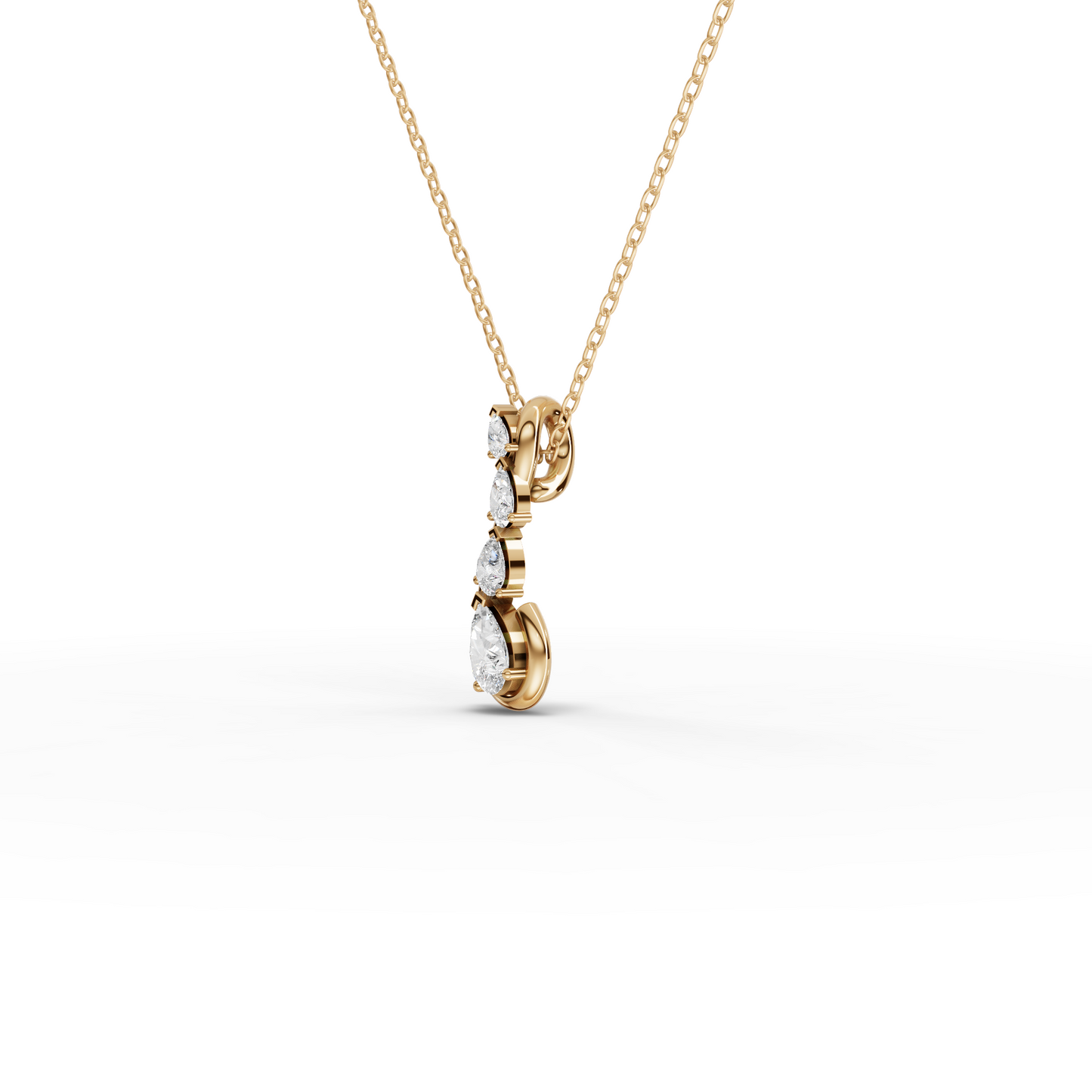 Moissanite-Grown Round Diamond Swirl Drop Pendant