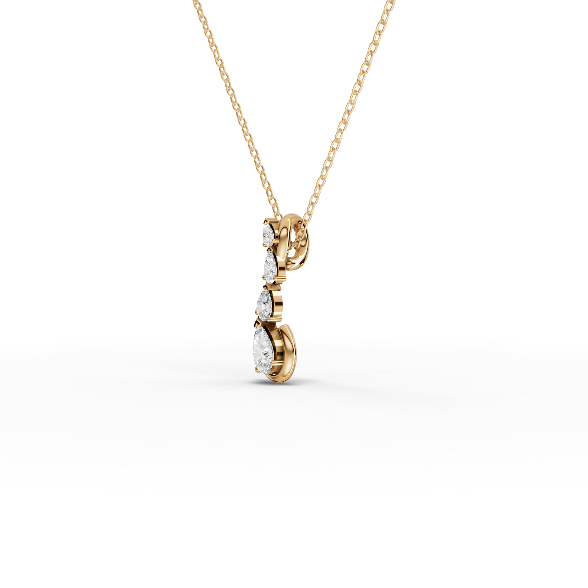 Moissanite-Grown Round Diamond Swirl Drop Pendant