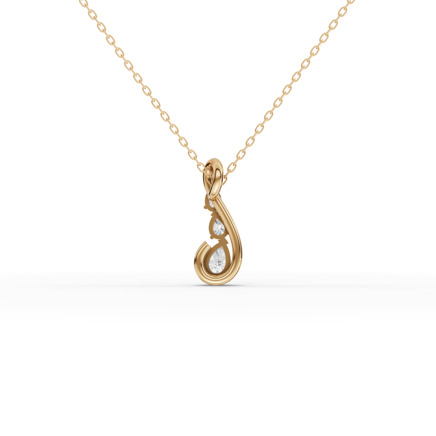 Moissanite-Grown Round Diamond Swirl Drop Pendant