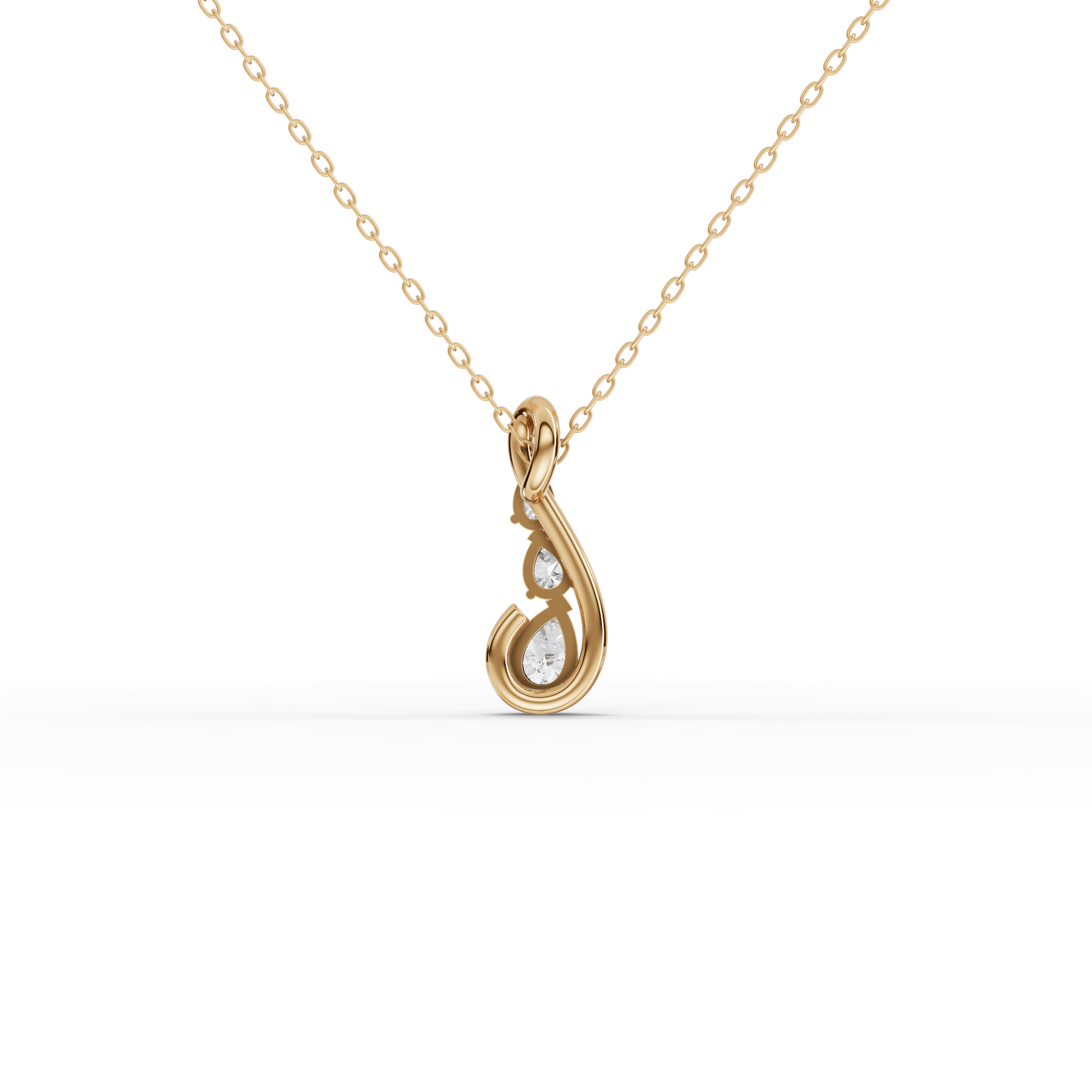 Moissanite-Grown Round Diamond Swirl Drop Pendant