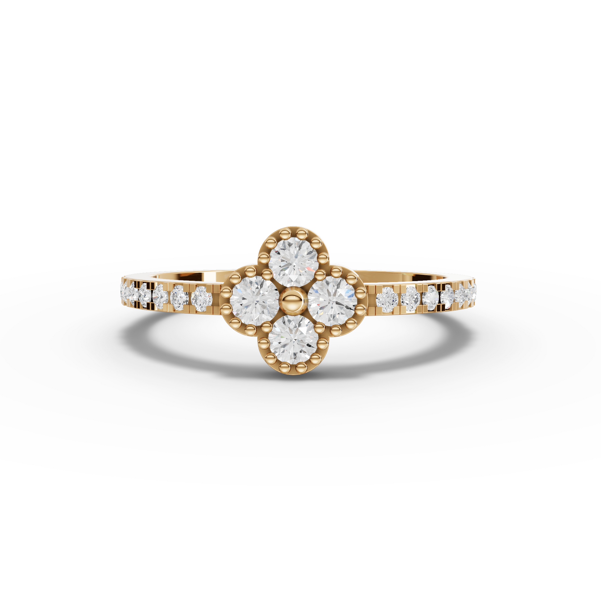 Moissanite-Grown Round Diamond Floral Cluster Ring