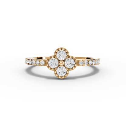 Moissanite-Grown Round Diamond Floral Cluster Ring