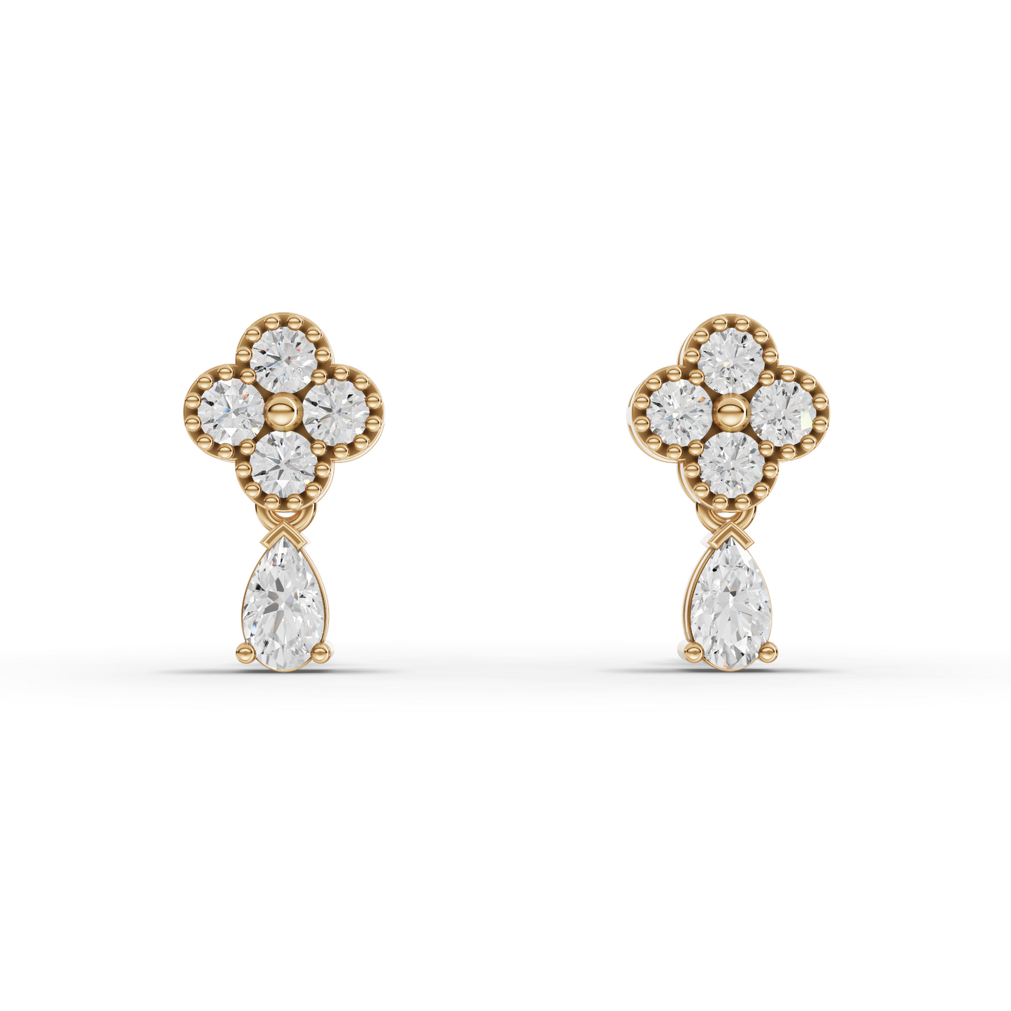 Moissanite-Grown Diamond Floral Cluster Drop Earrings