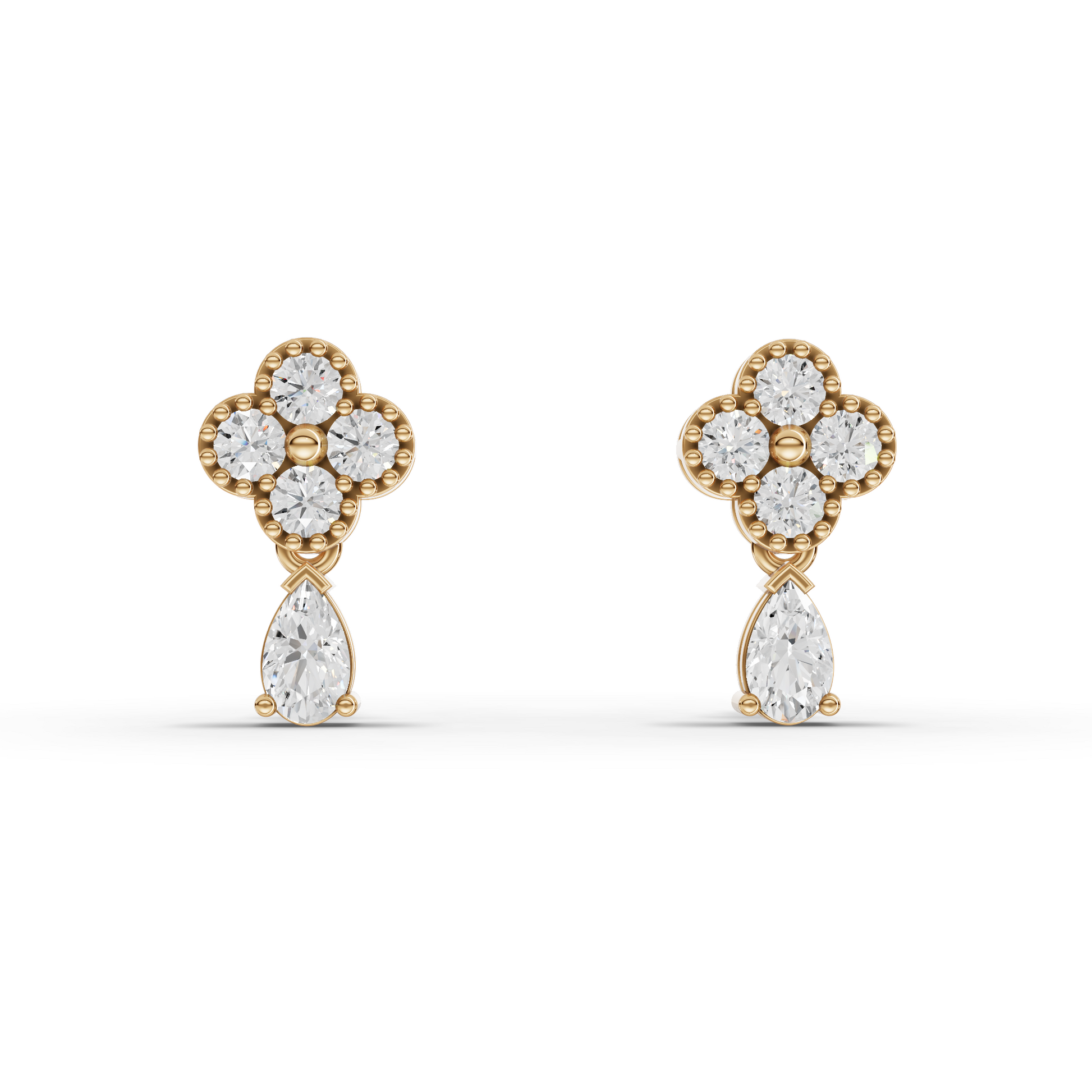 Moissanite-Grown Diamond Floral Cluster Drop Earrings