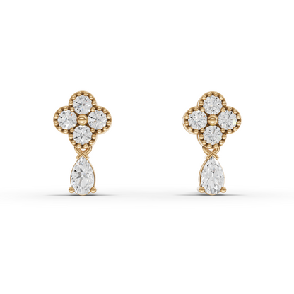 Moissanite-Grown Diamond Floral Cluster Drop Earrings