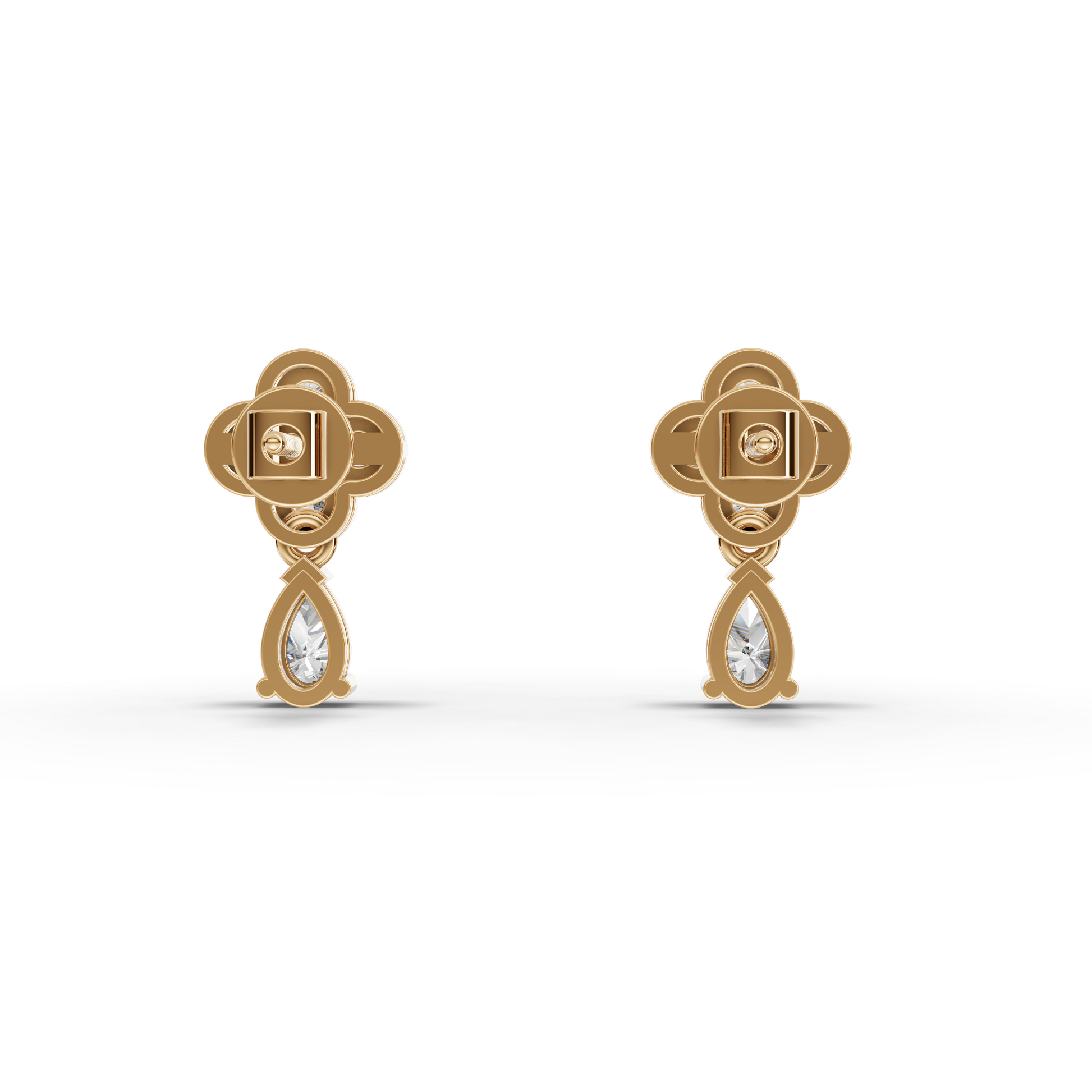 Moissanite-Grown Diamond Floral Cluster Drop Earrings