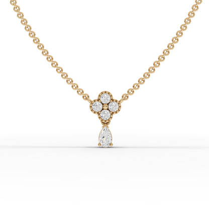 Moissanite-Grown Diamond Floral Cluster Drop Pendant Necklace