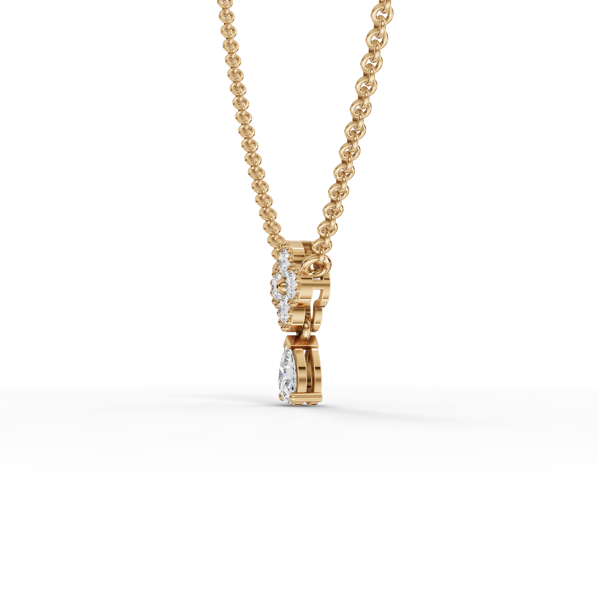 Moissanite-Grown Diamond Floral Cluster Drop Pendant Necklace