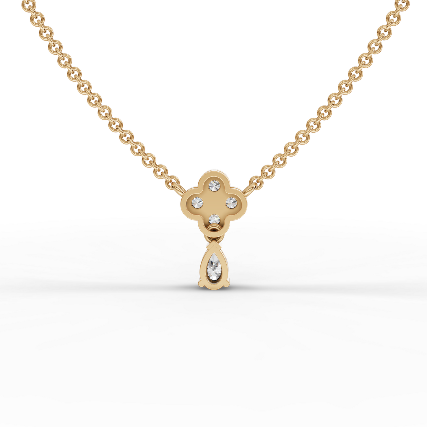 Moissanite-Grown Diamond Floral Cluster Drop Pendant Necklace
