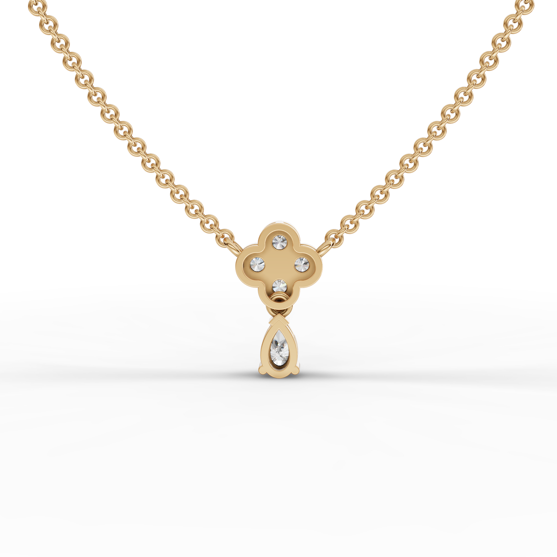 Moissanite-Grown Diamond Floral Cluster Drop Pendant Necklace