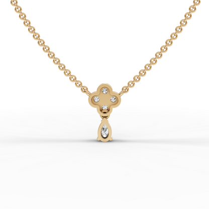 Moissanite-Grown Diamond Floral Cluster Drop Pendant Necklace
