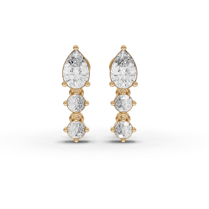 Pear Drop Moissanite Grown Diamond Dangle Earrings