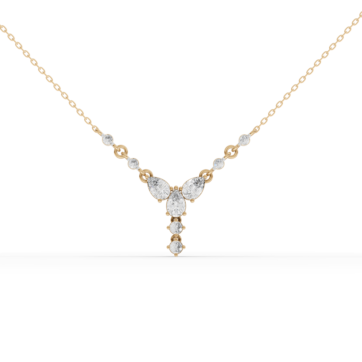Floral Drop Moissanite Grown Diamond Pendant Necklace