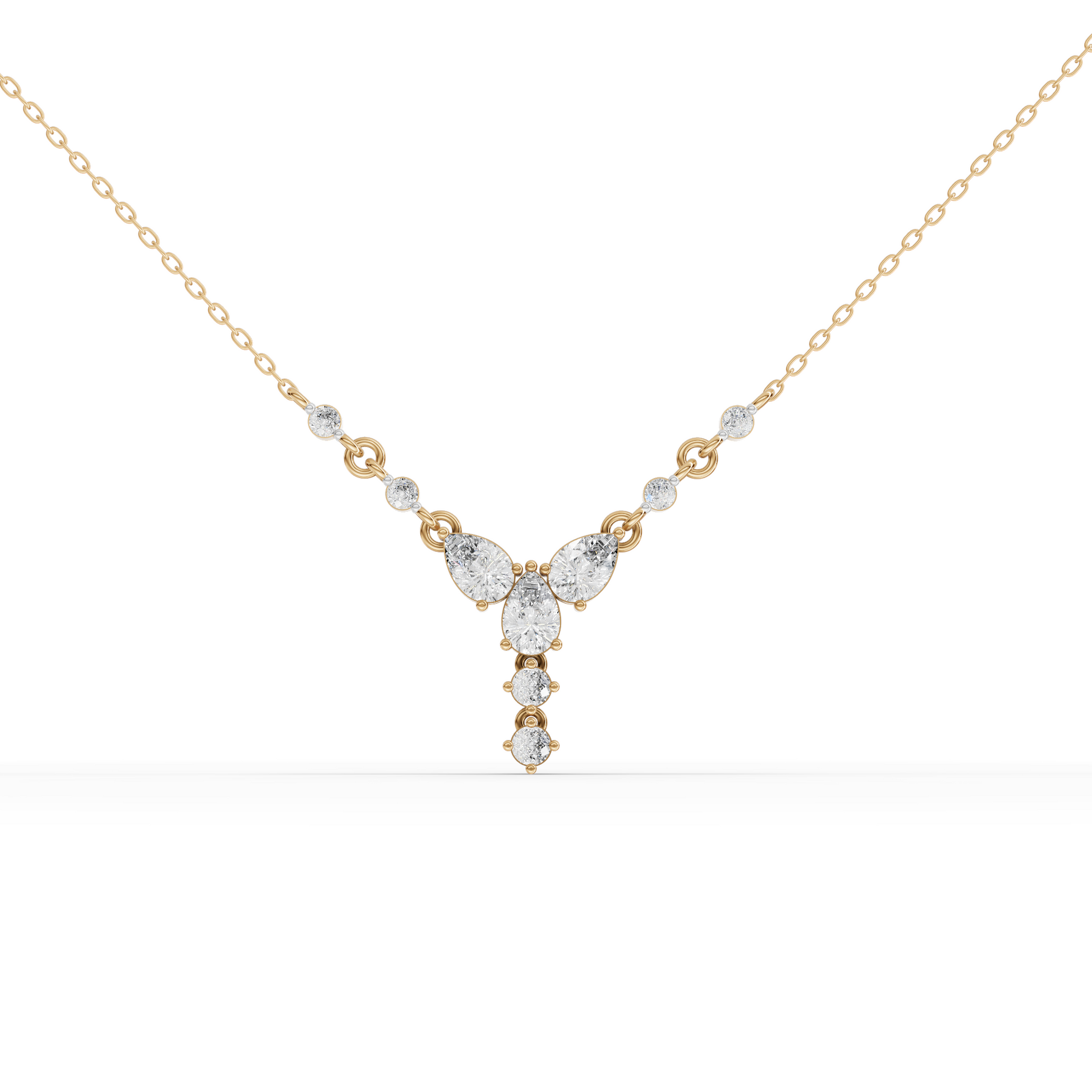 Floral Drop Moissanite Grown Diamond Pendant Necklace