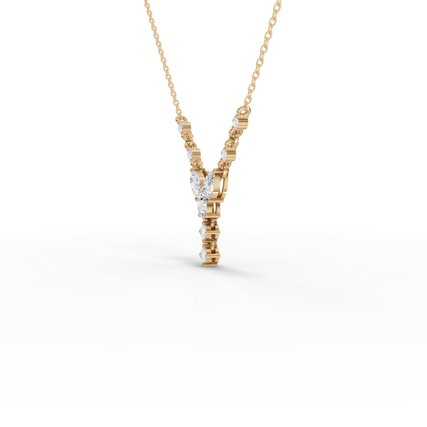 Floral Drop Moissanite Grown Diamond Pendant Necklace