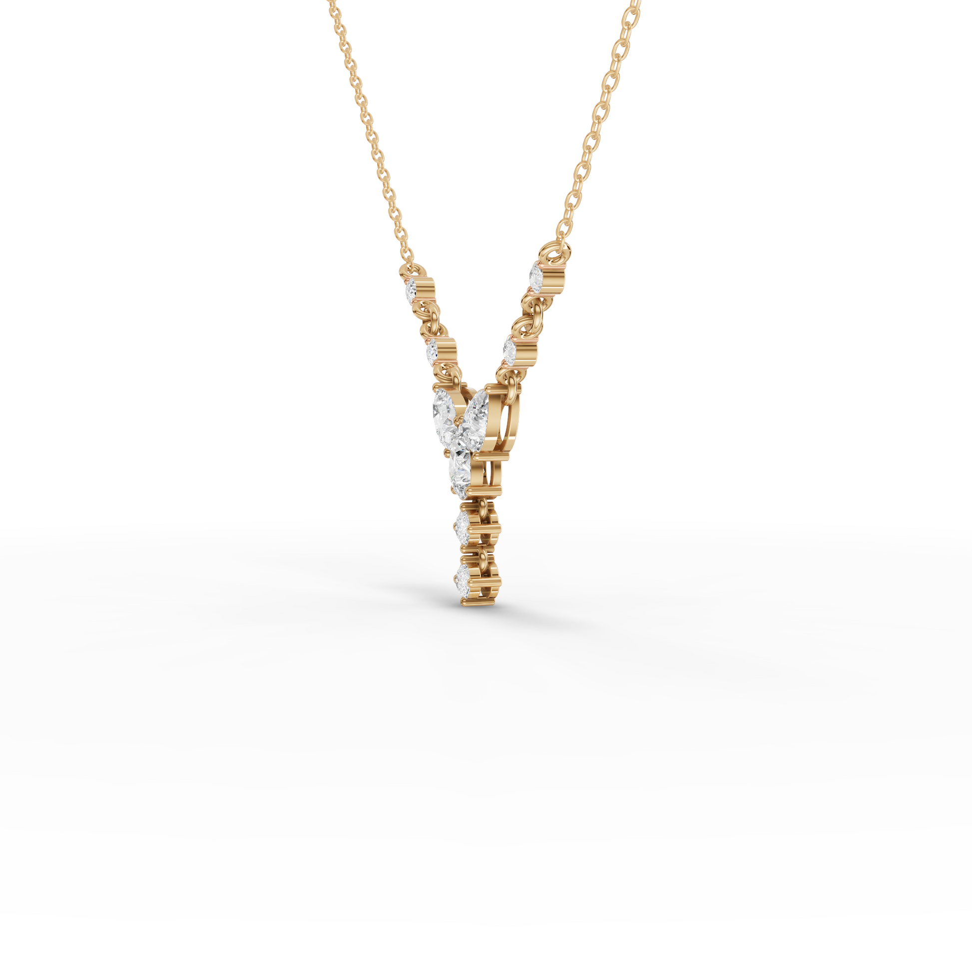 Floral Drop Moissanite Grown Diamond Pendant Necklace