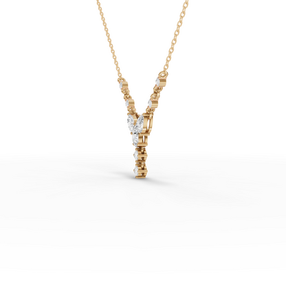 Floral Drop Moissanite Grown Diamond Pendant Necklace