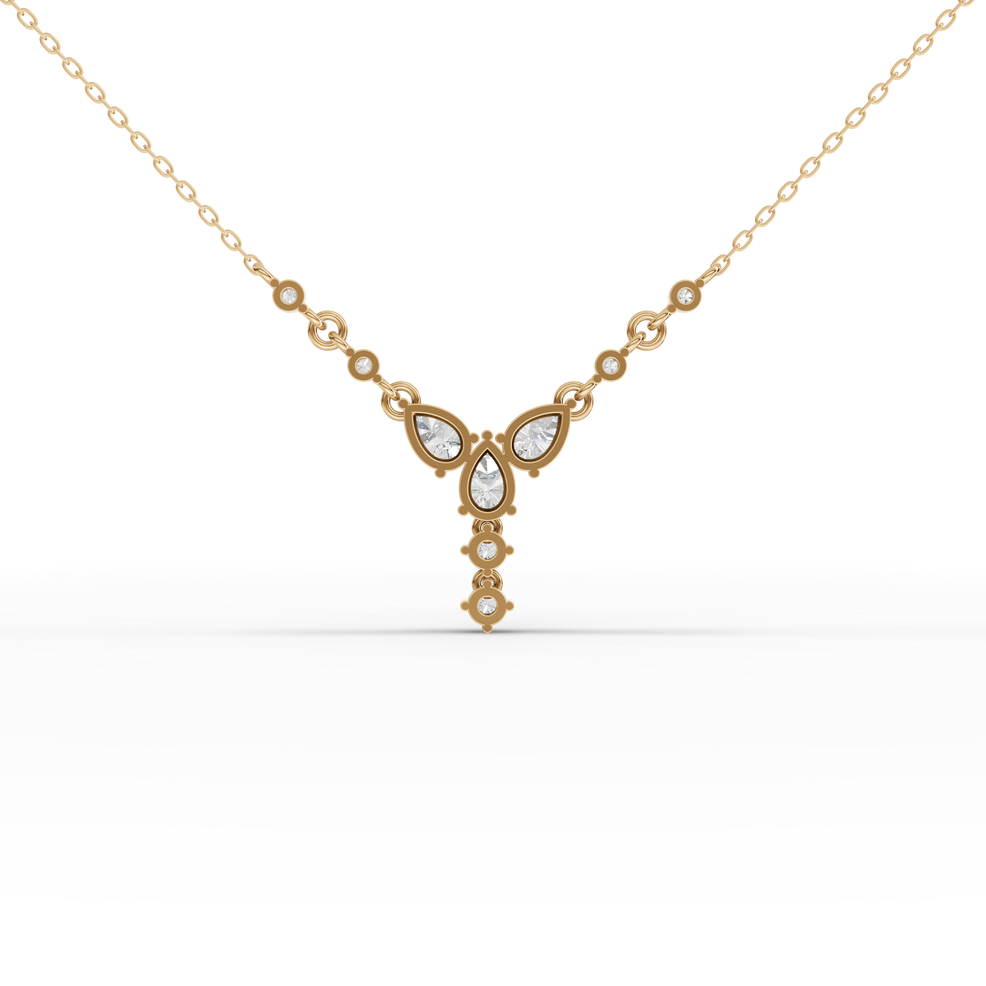 Floral Drop Moissanite Grown Diamond Pendant Necklace