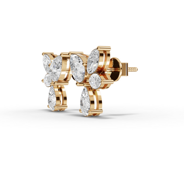 Floral Butterfly Cluster Moissanite Diamond Drop Earrings