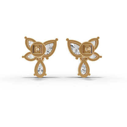 Floral Butterfly Cluster Moissanite Diamond Drop Earrings