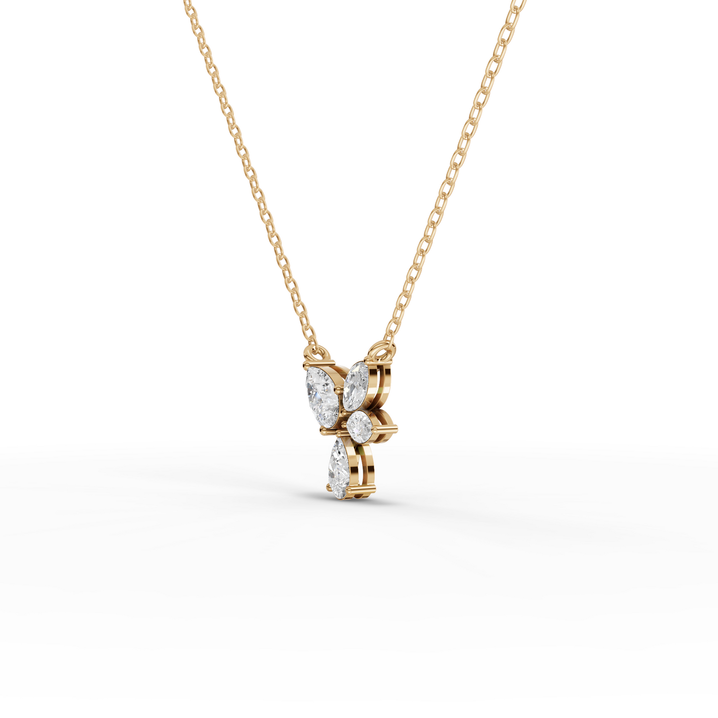 Petal Drift Moissanite Grown Diamond Drop Pendant