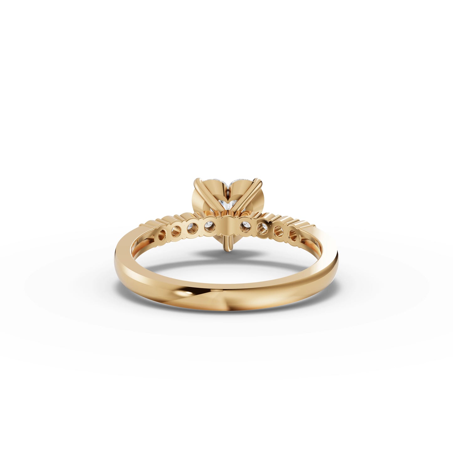 Heart Solitaire Pavé Moissanite Diamond Ring