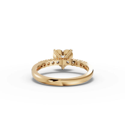Heart Solitaire Pavé Moissanite Diamond Ring
