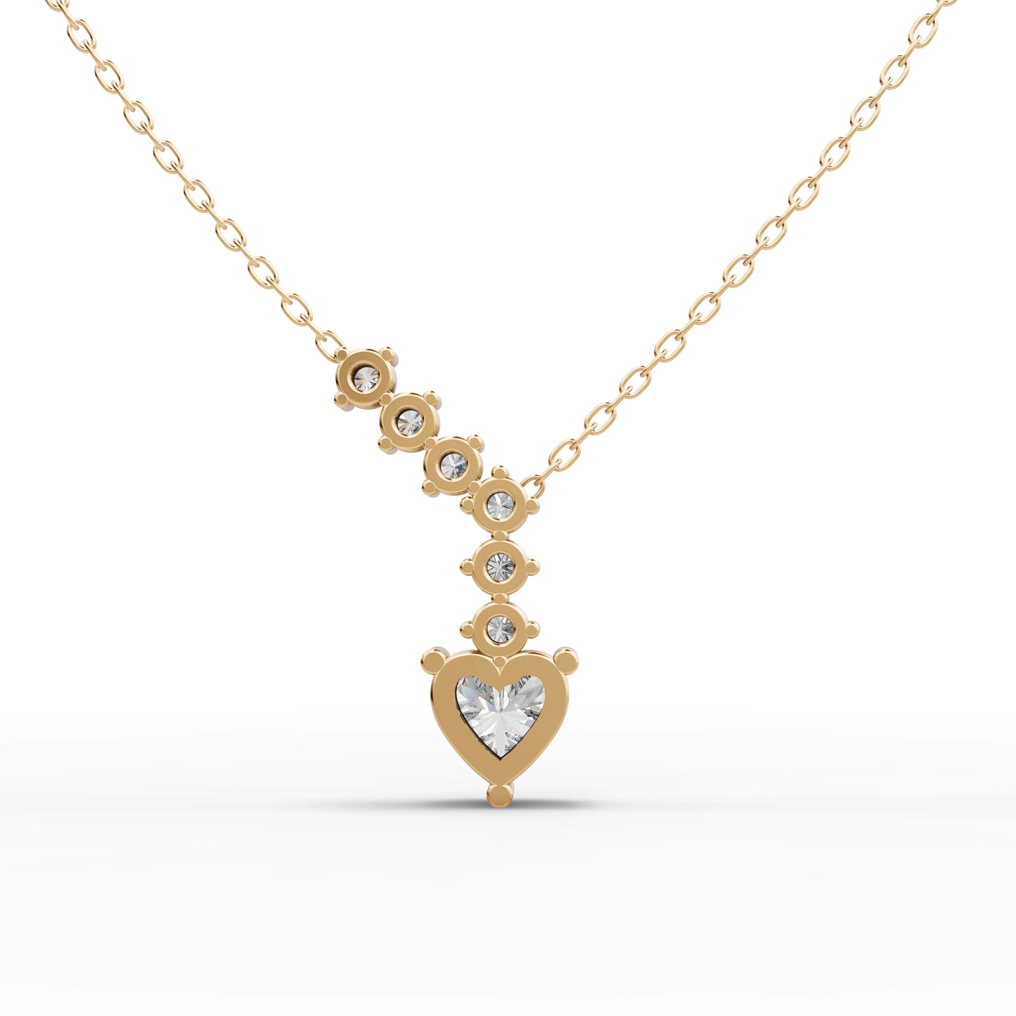 Heart Graduated Drop Lab Diamond Necklace
