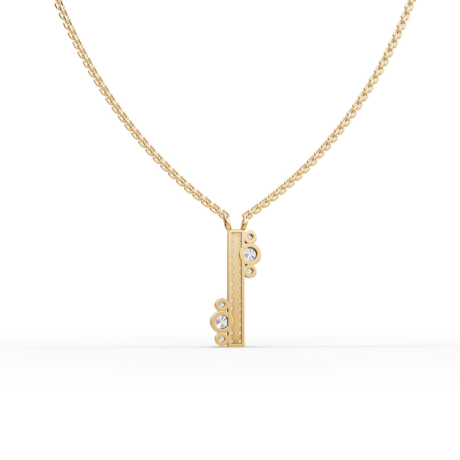 Asymmetrical Moissanite Diamond Bar Pendant Necklace