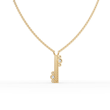 Asymmetrical Moissanite Diamond Bar Pendant Necklace