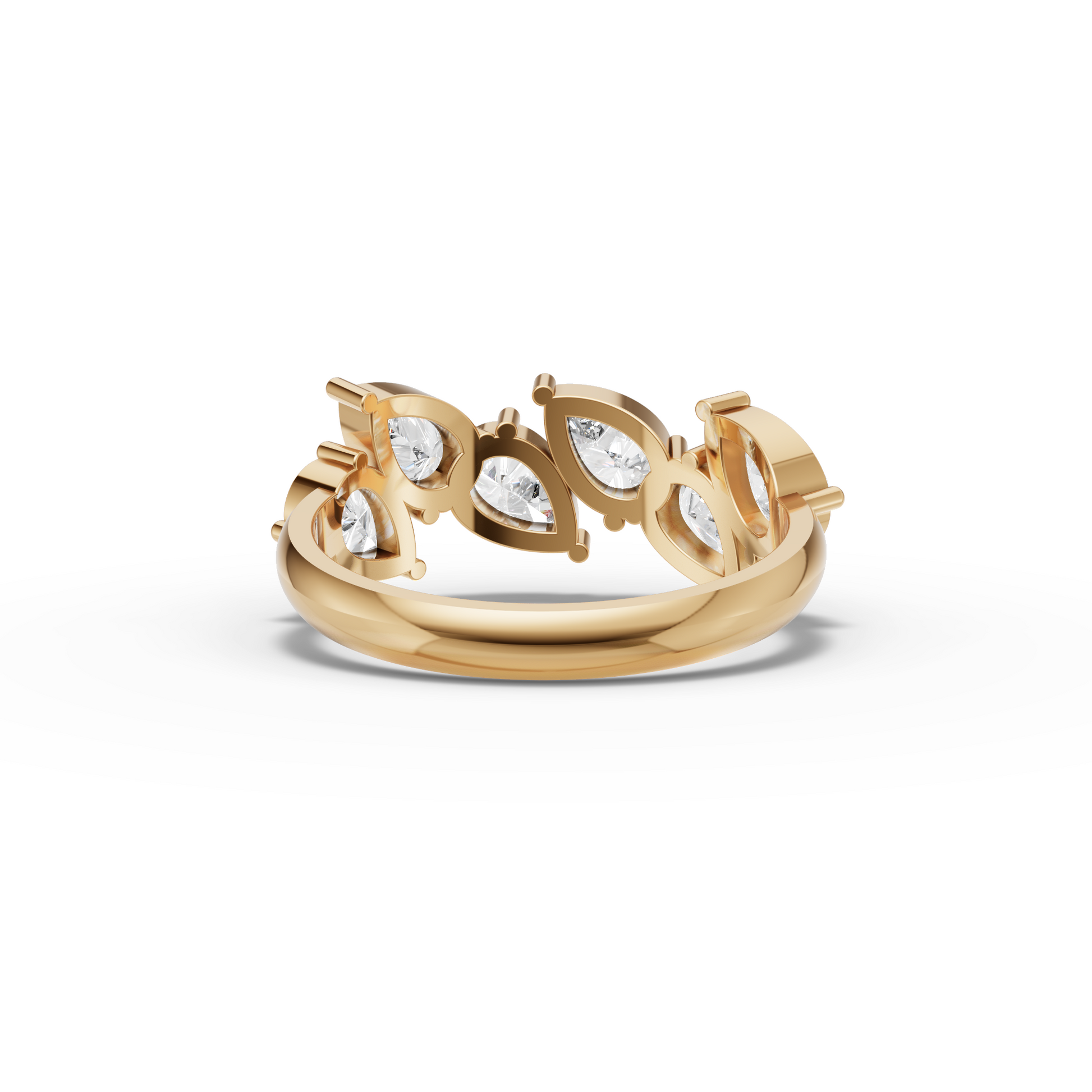 Moissanite Grown Pear Diamond Floral Band Ring
