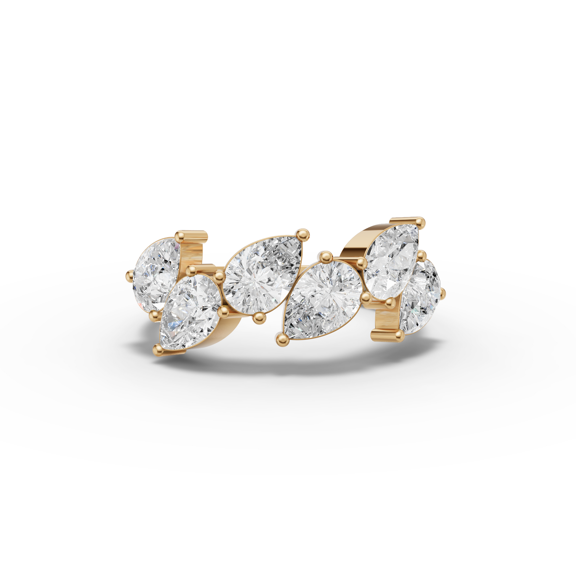 Moissanite Grown Pear Diamond Floral Band Ring