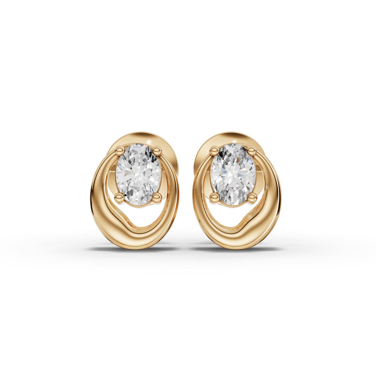 Oval Diamond Swirl Stud Earrings