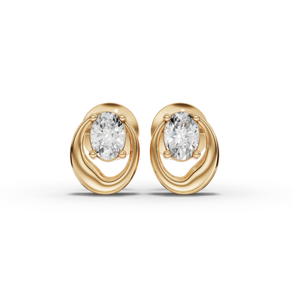 Oval Diamond Swirl Stud Earrings