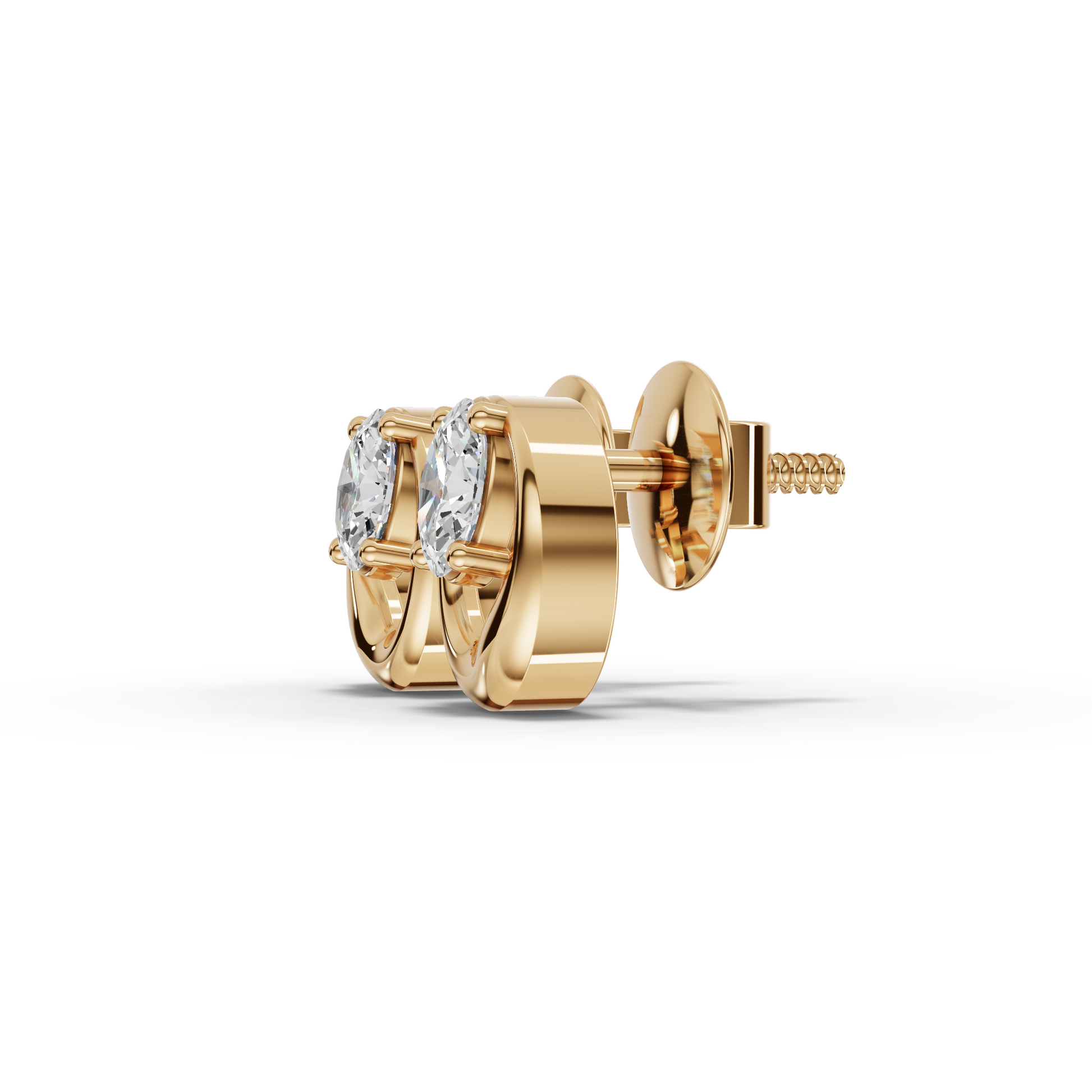 Oval Diamond Swirl Stud Earrings