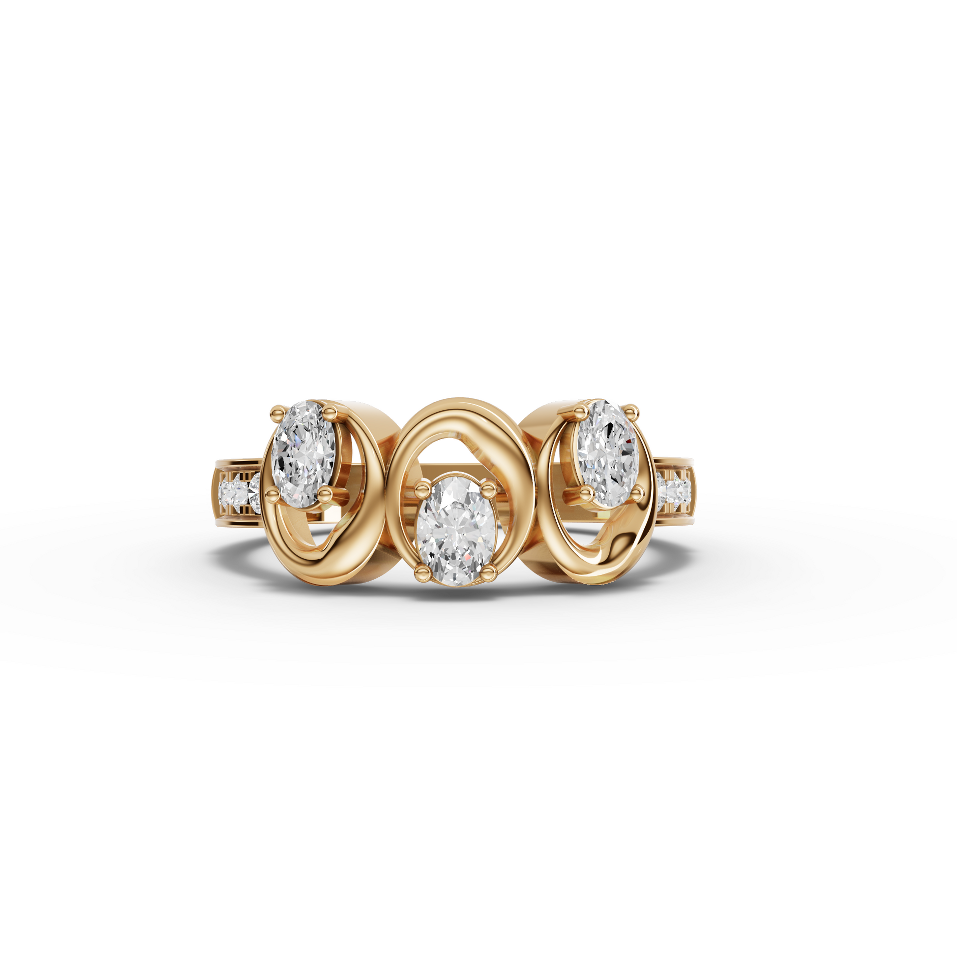 Oval Moissanite Diamond Swirl Ring With Open Band