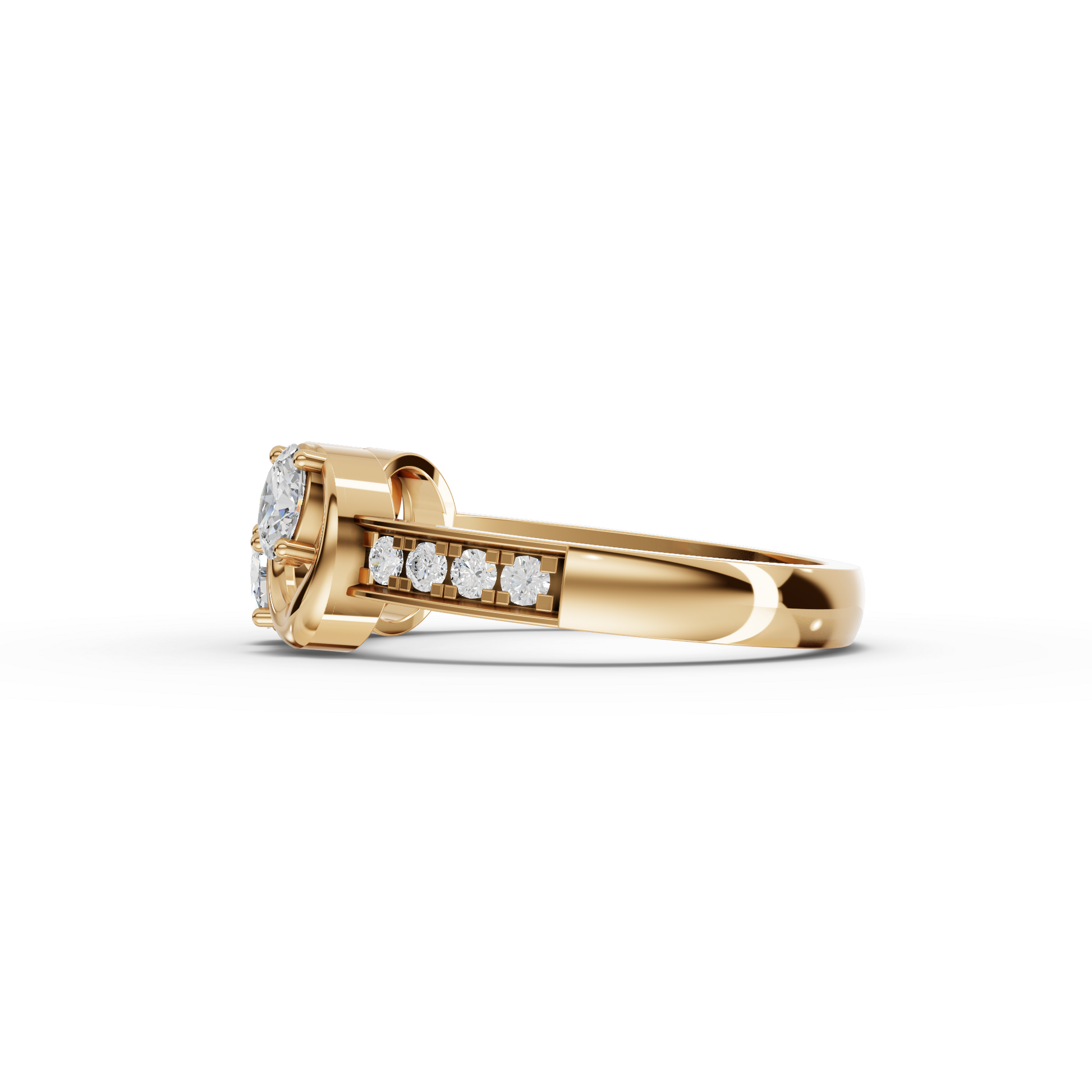 Oval Moissanite Diamond Swirl Ring With Open Band