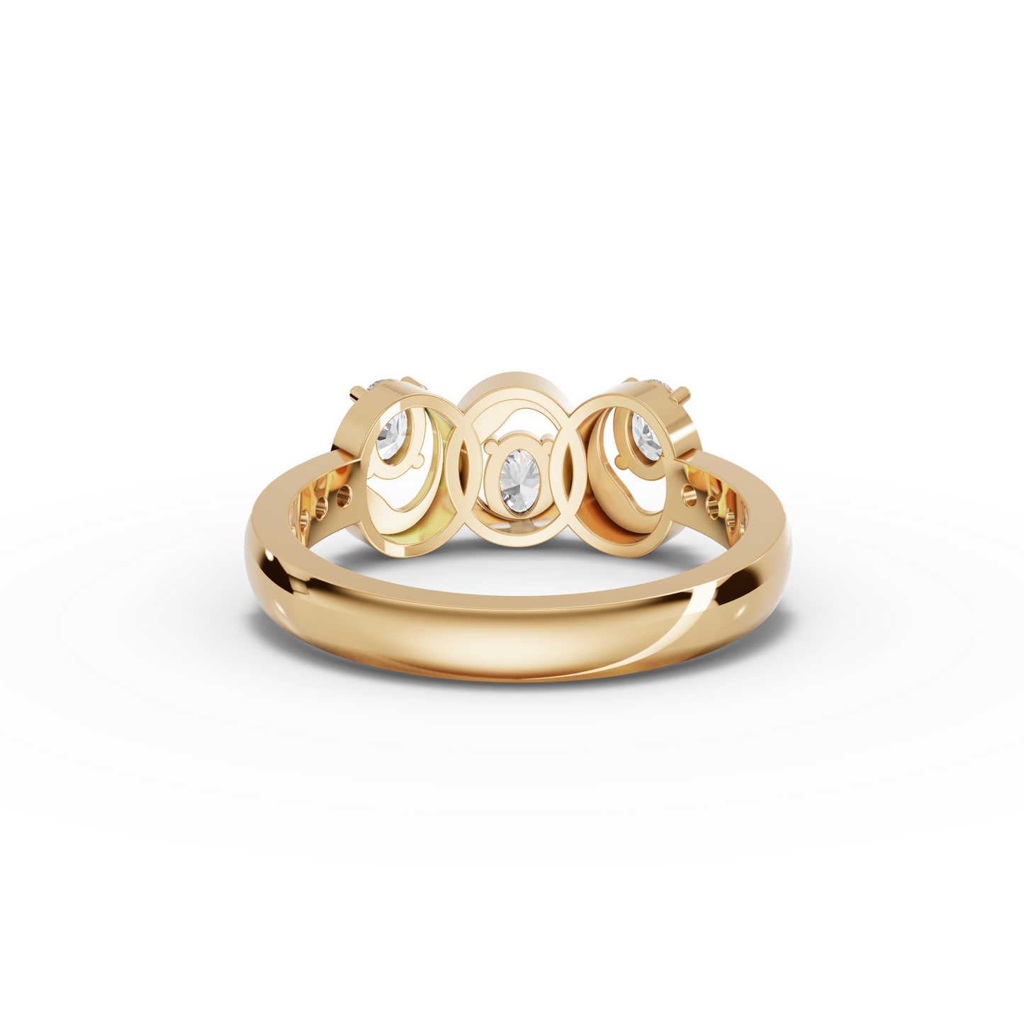 Oval Moissanite Diamond Swirl Ring With Open Band