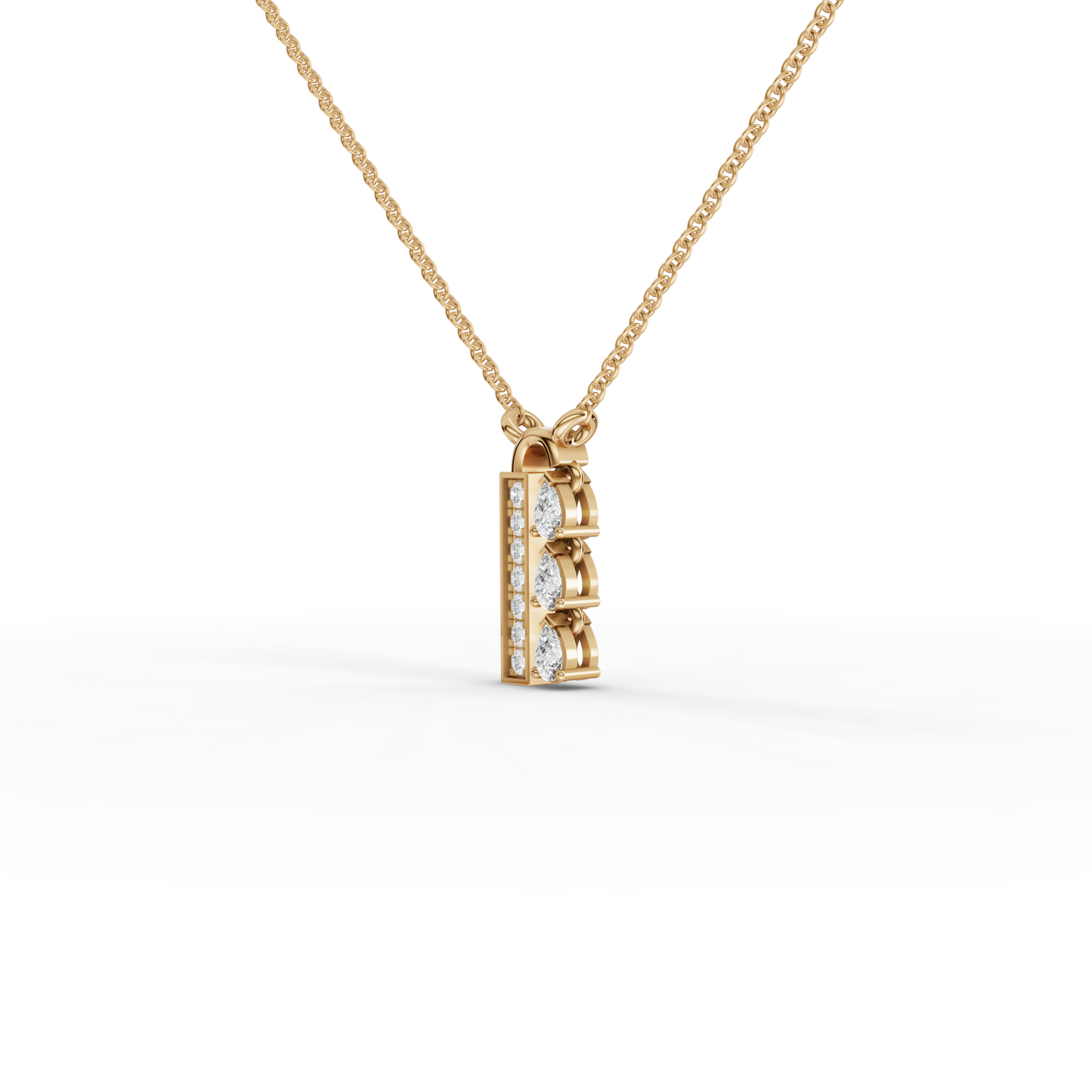 Pear Moissanite Diamond Vertical Bar Pendant Necklace