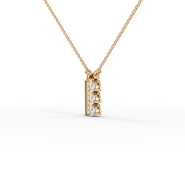 Pear Moissanite Diamond Vertical Bar Pendant Necklace