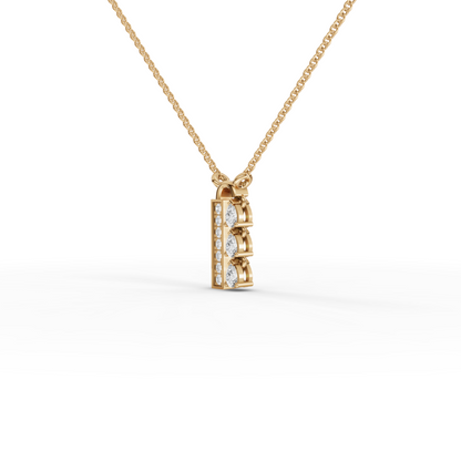 Pear Moissanite Diamond Vertical Bar Pendant Necklace