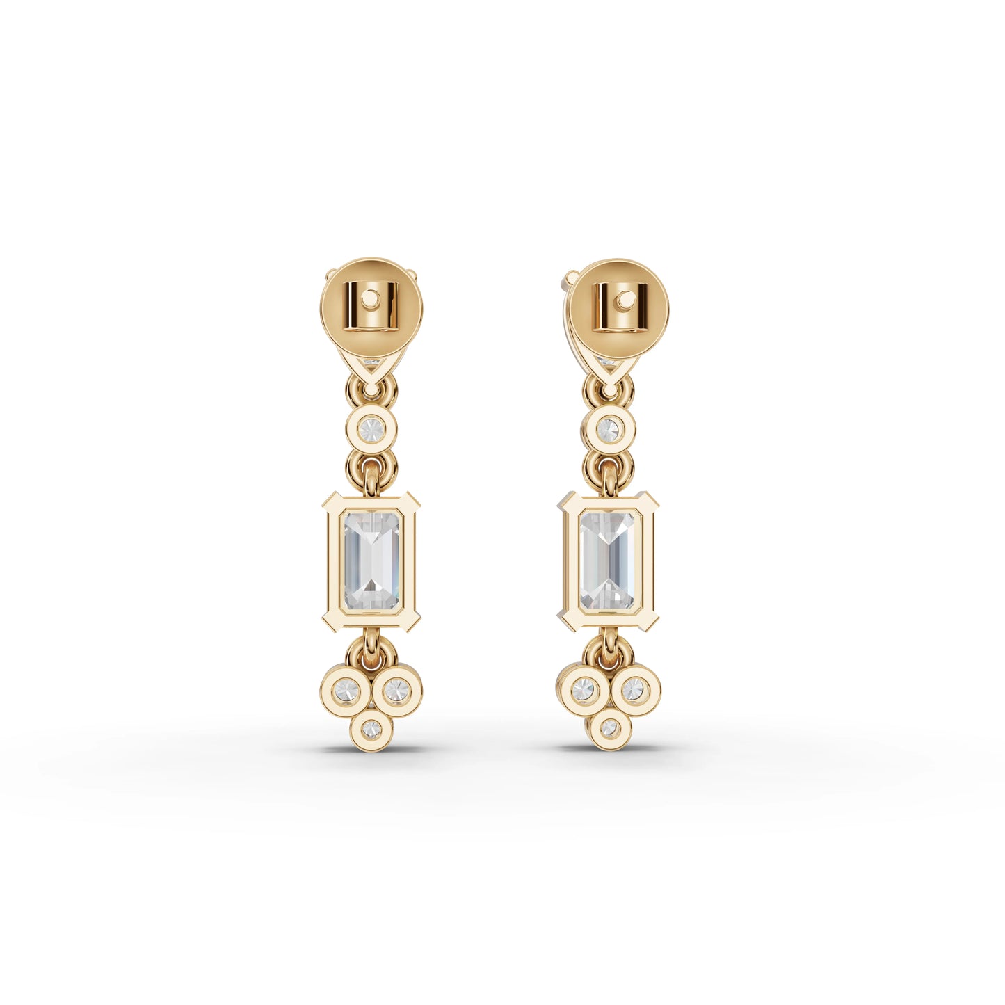 Pear & Emerald Moissanite Diamond Drop Earrings