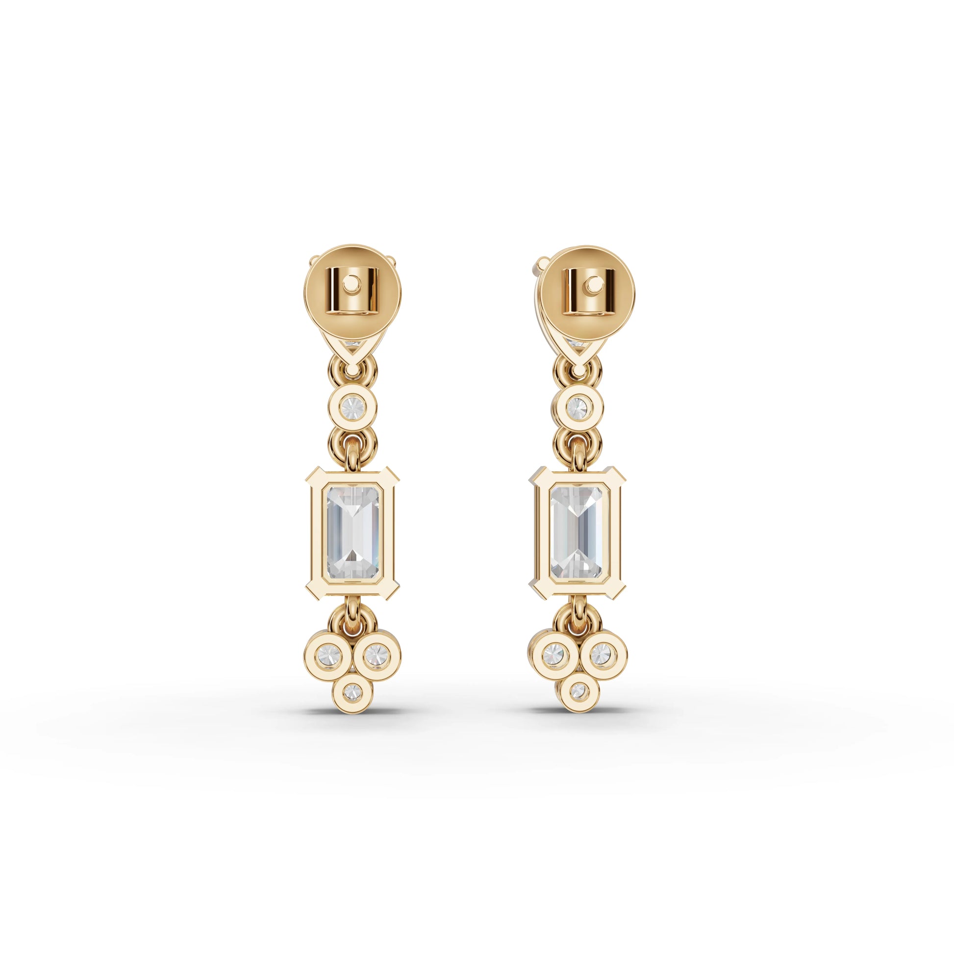 Pear & Emerald Moissanite Diamond Drop Earrings