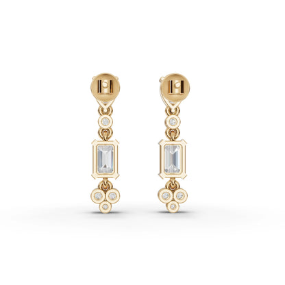 Pear & Emerald Moissanite Diamond Drop Earrings
