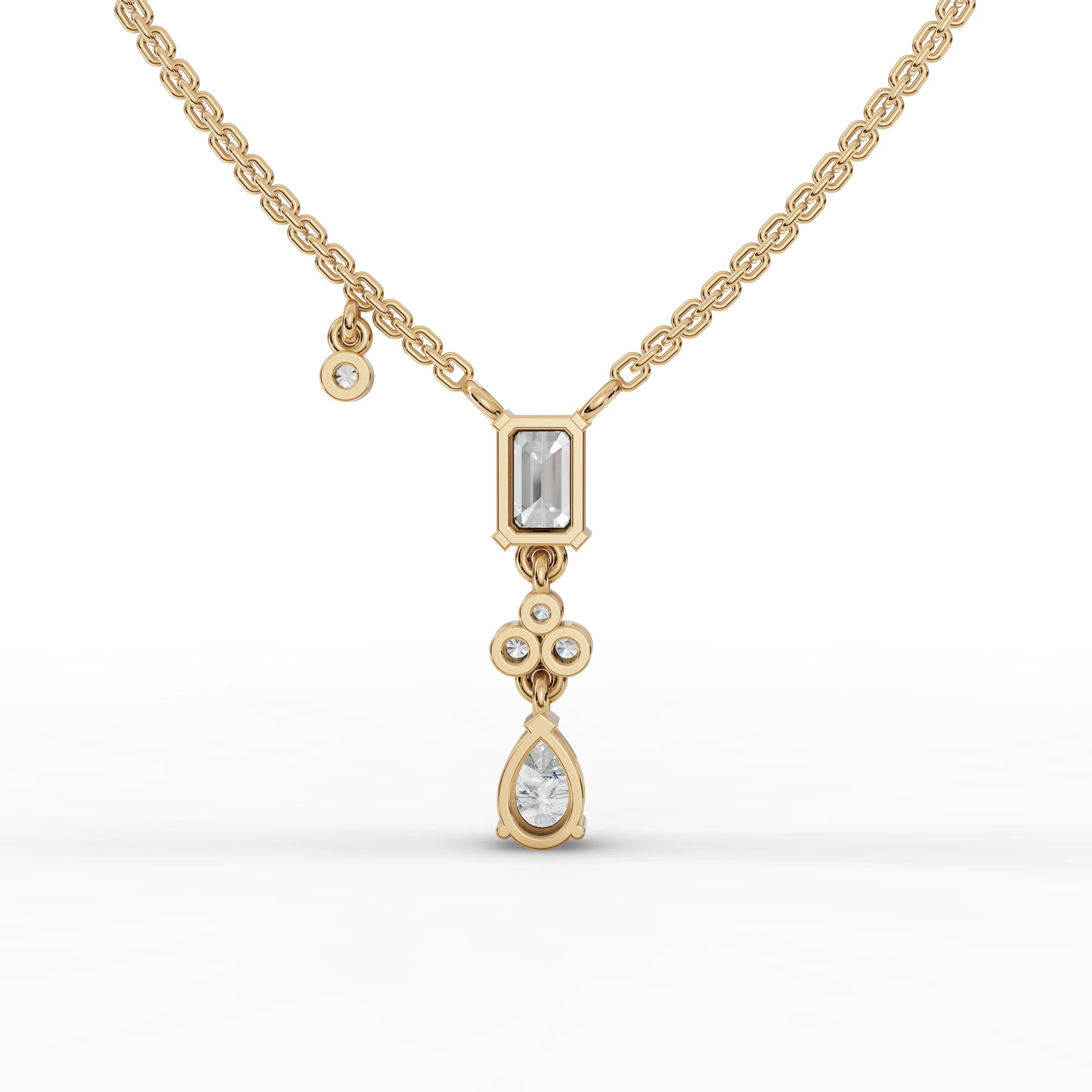 Emerald & Pear Moissanite Diamond Drop Necklace
