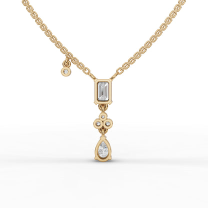 Emerald & Pear Moissanite Diamond Drop Necklace
