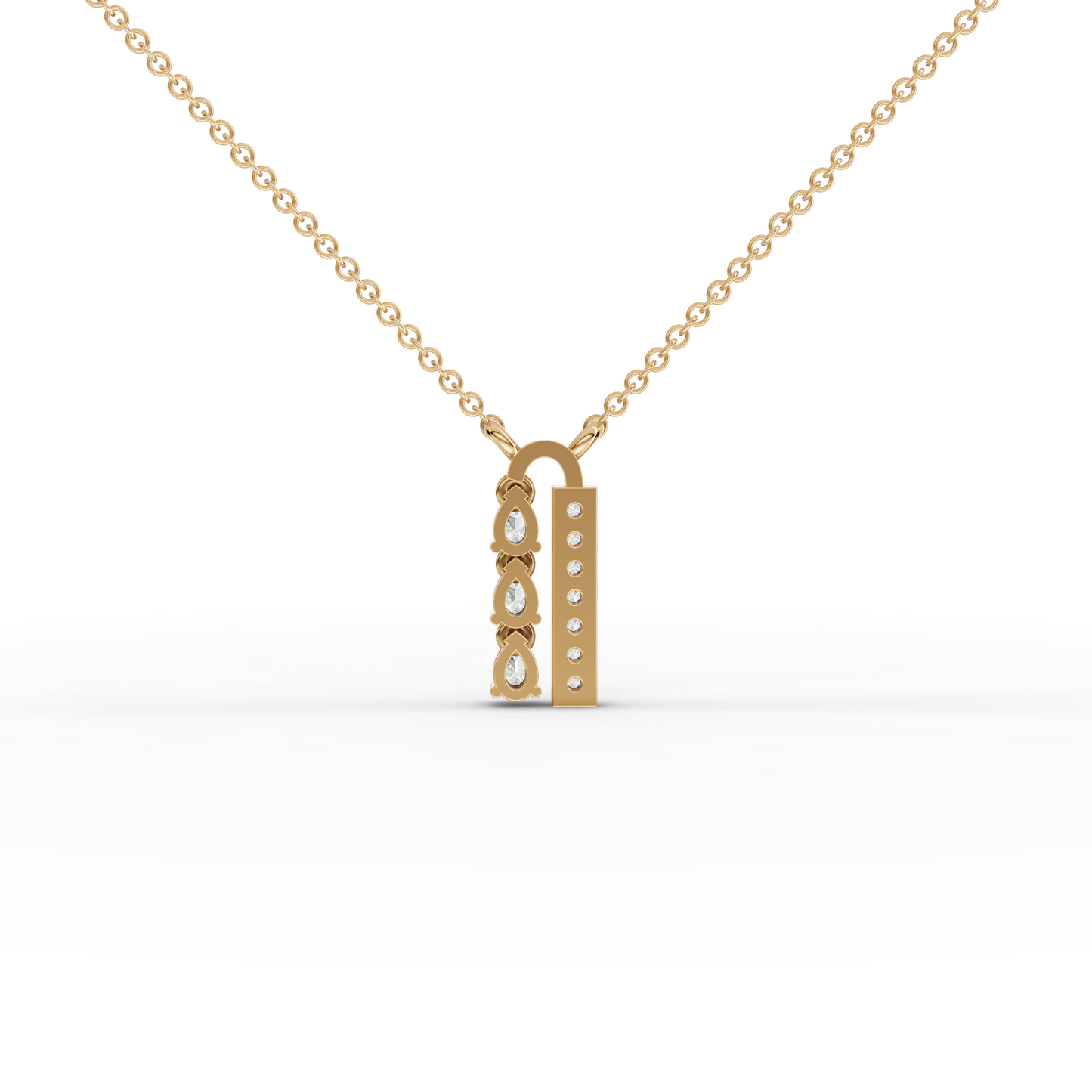 Pear Moissanite Diamond Vertical Bar Pendant Necklace