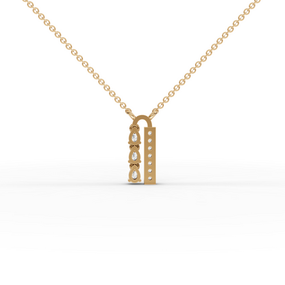 Pear Moissanite Diamond Vertical Bar Pendant Necklace