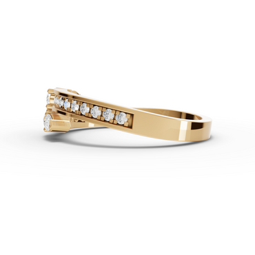 Pear Diamond Open Wrap Ring With Channel Set Pavé Band