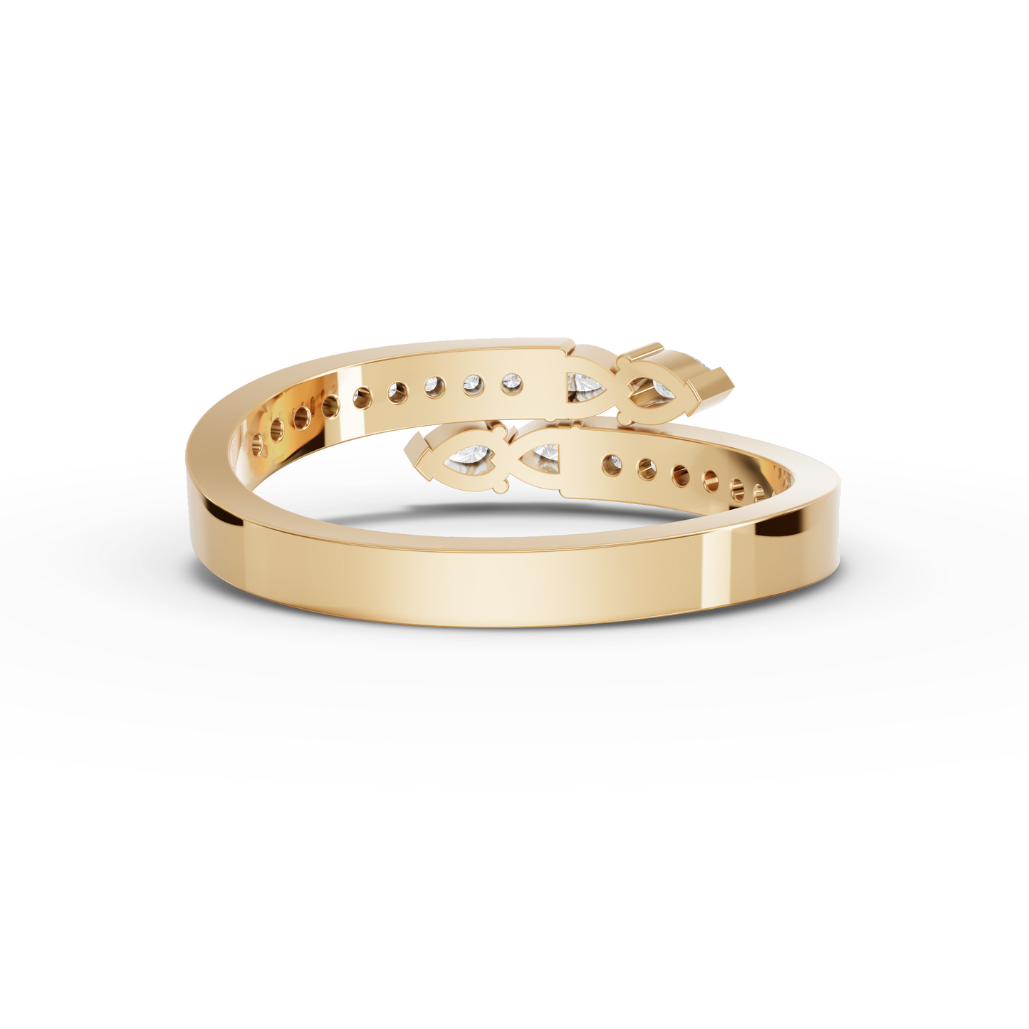 Pear Diamond Open Wrap Ring With Channel Set Pavé Band
